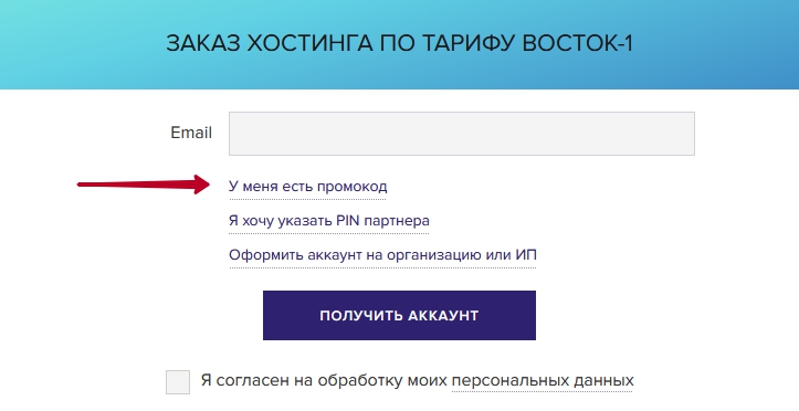 sprinthost поле для ввода промокода